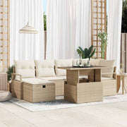 Conjunto de Sofá de Jardim 7 pcs Bege Rattan Sintético
