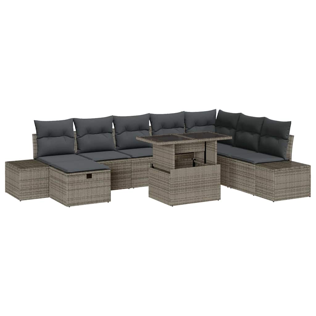 Conjunto de Sofá de Jardim 11 pcs Cinzeto Rattan Sintético