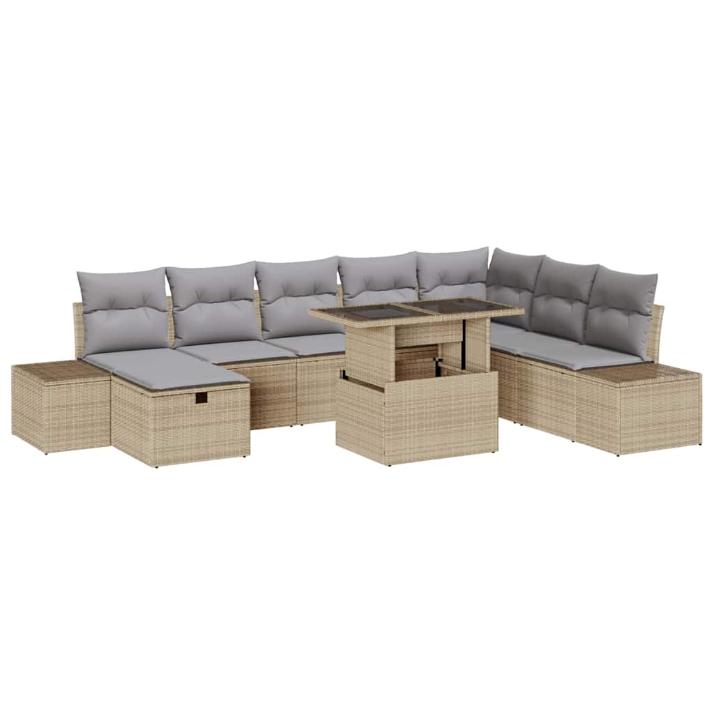 Conjunto de Sofá de Jardim 11 pcs Bege Rattan Sintético