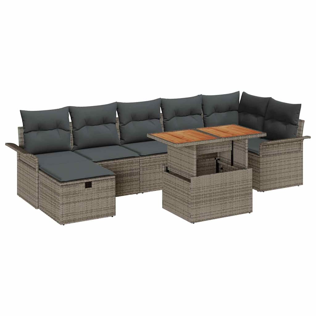 Conjunto de Sofá de Jardim 8 pcs Cinzeto Rattan Sintético