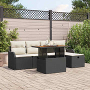 Conjunto de Sofá de Jardim 6 pcs Preto Rattan Sintético