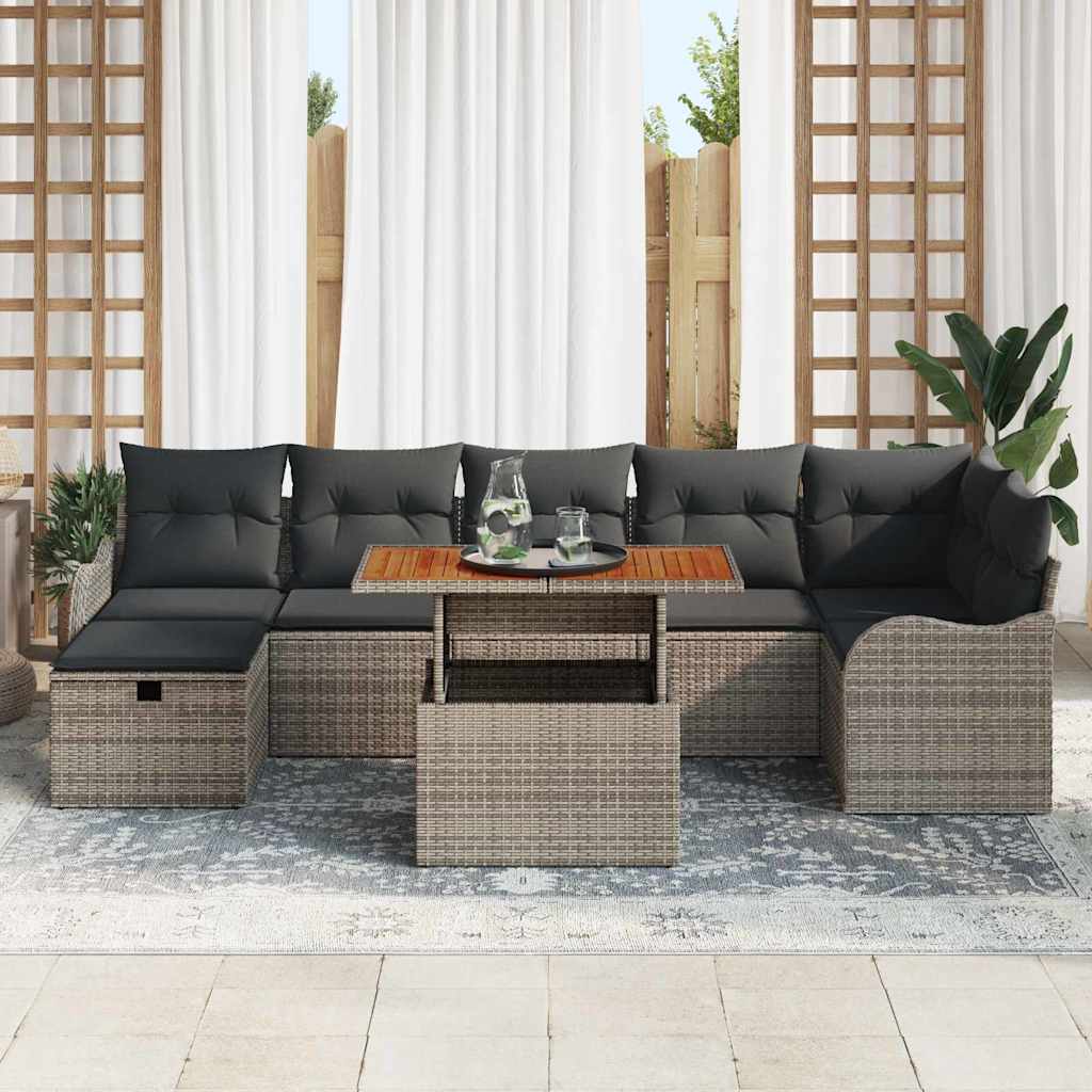 Conjunto de Sofá de Jardim 8 pcs Cinzeto Rattan Sintético