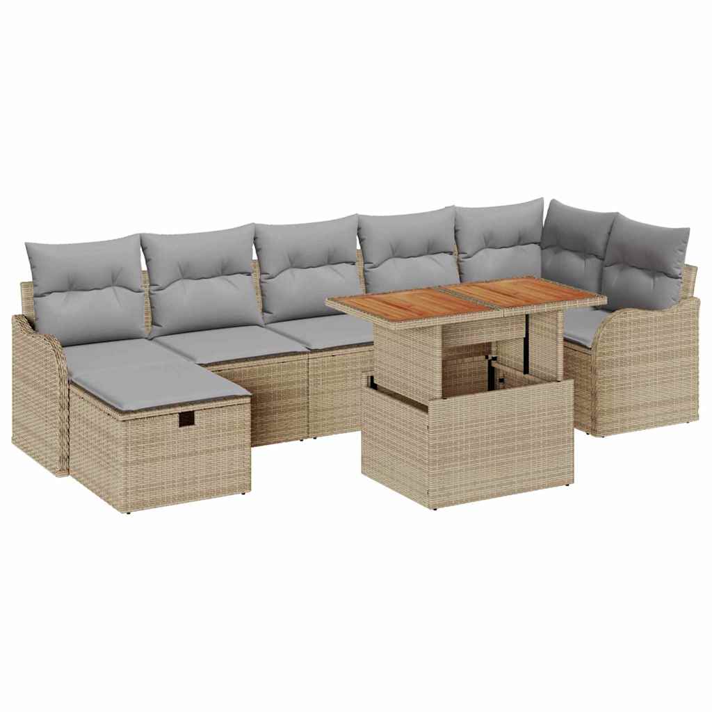 Conjunto de Sofá de Jardim 8 pcs Bege Rattan Sintético