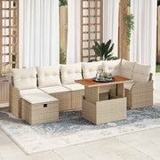 Conjunto de Sofá de Jardim 8 pcs Bege Rattan Sintético