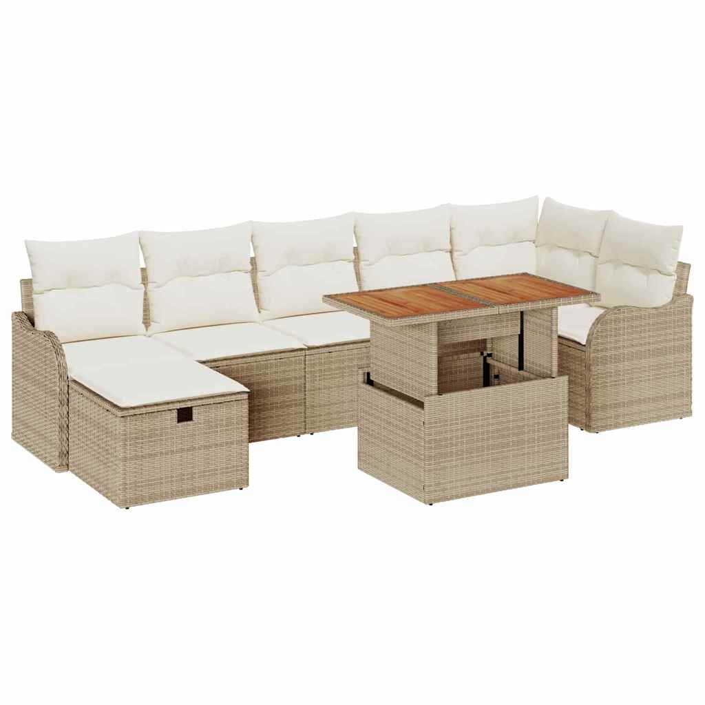 Conjunto de Sofá de Jardim 8 pcs Bege Rattan Sintético