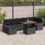 Conjunto de Sofá de Jardim 8 pcs Preto Rattan Sintético