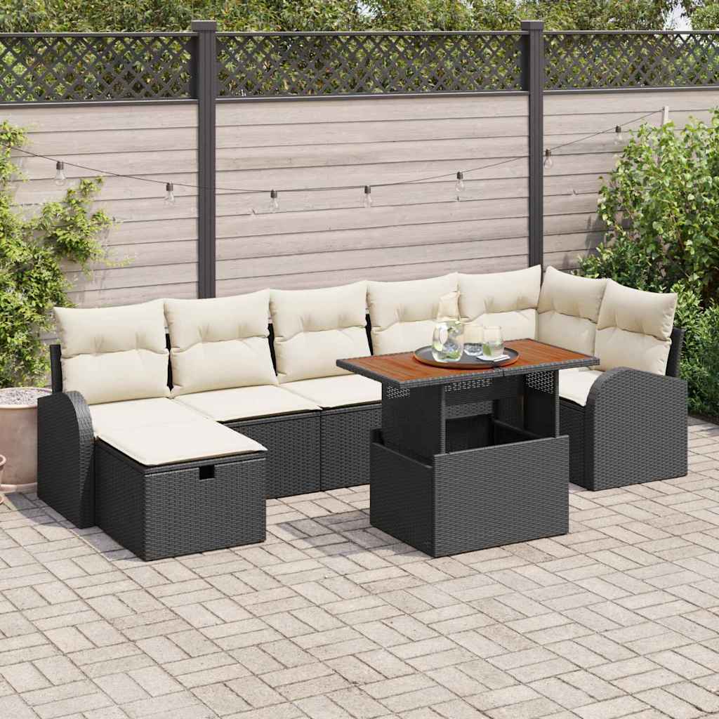 Conjunto de Sofá de Jardim 8 pcs Preto Rattan Sintético