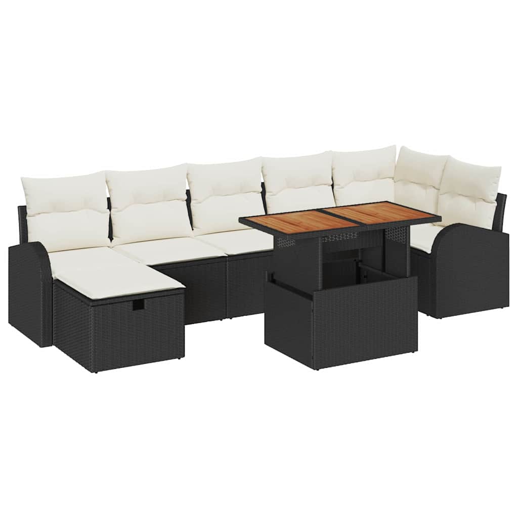 Conjunto de Sofá de Jardim 8 pcs Preto Rattan Sintético