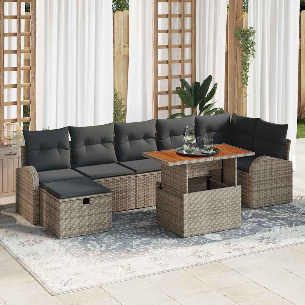 Conjunto de Sofá de Jardim 8 pcs Cinzeto Rattan Sintético