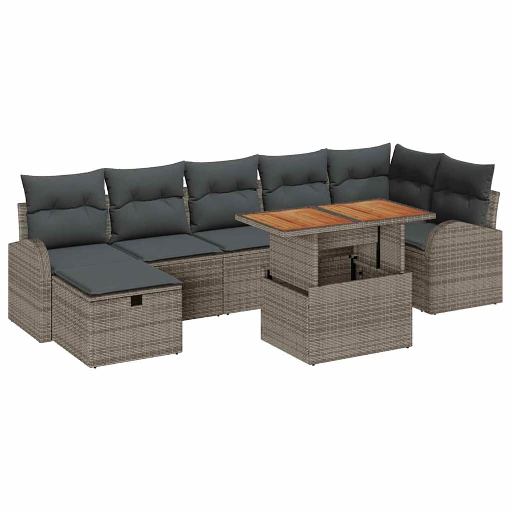 Conjunto de Sofá de Jardim 8 pcs Cinzeto Rattan Sintético