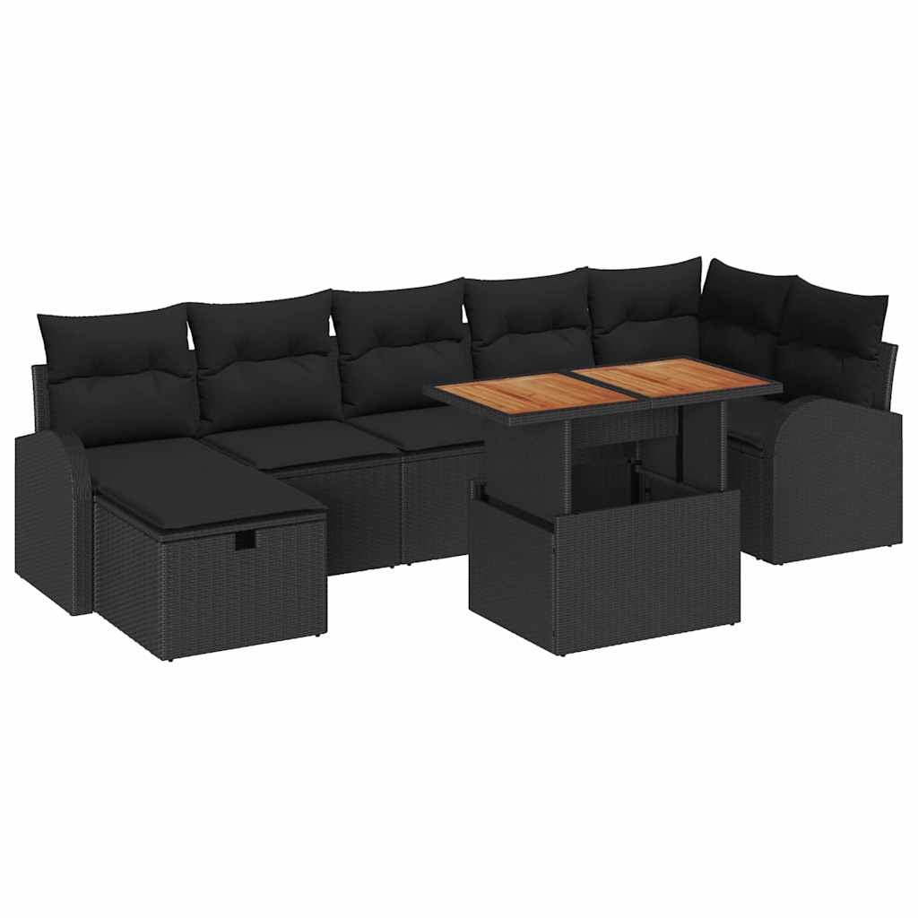 Conjunto de Sofá de Jardim 8 pcs Preto Rattan Sintético