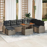 Conjunto de Sofá de Jardim 9 pcs Cinzeto Rattan Sintético