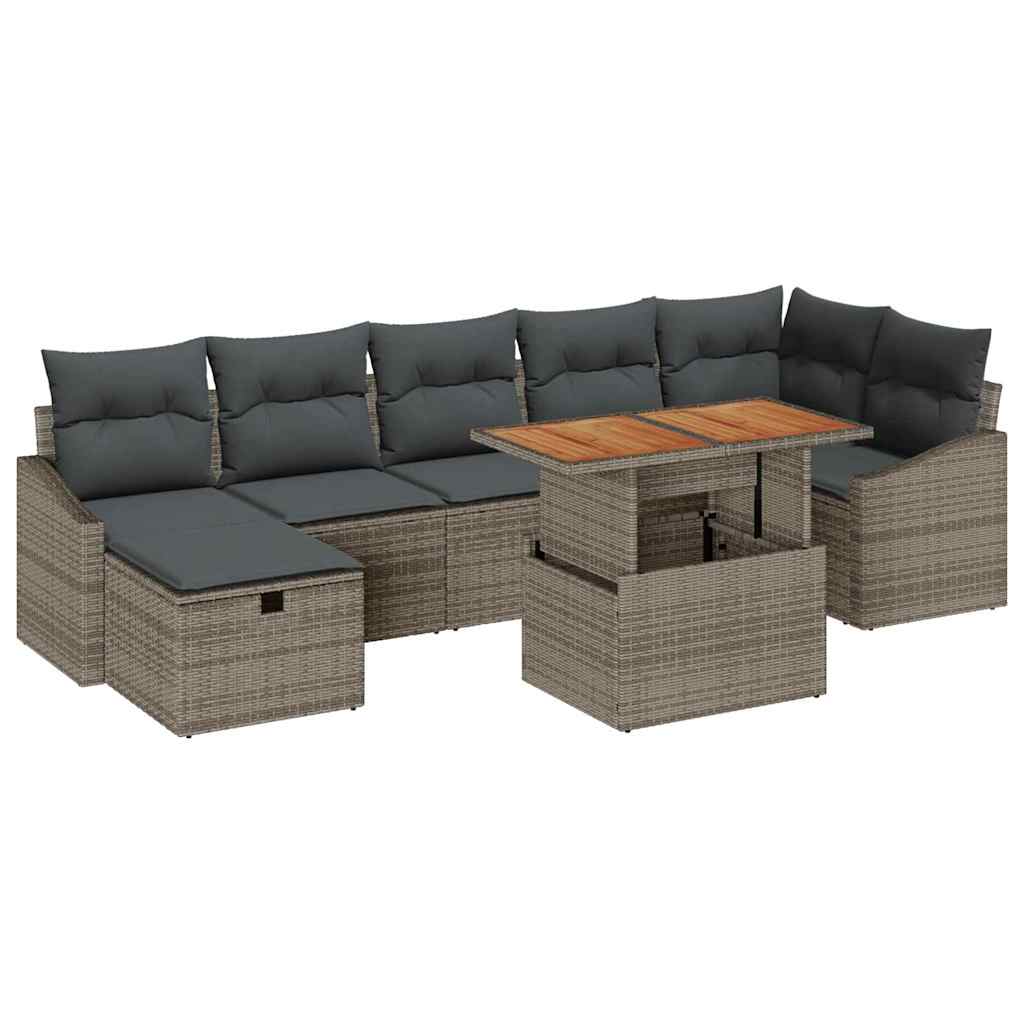 Conjunto de Sofá de Jardim 8 pcs Cinzeto Rattan Sintético