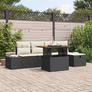 Conjunto de Sofá de Jardim 6 pcs Preto Rattan Sintético
