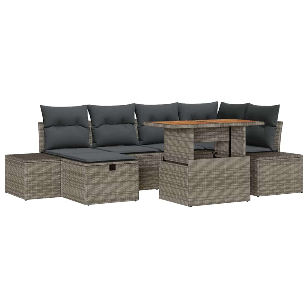 Conjunto de Sofá de Jardim 7 pcs Cinzeto Rattan Sintético