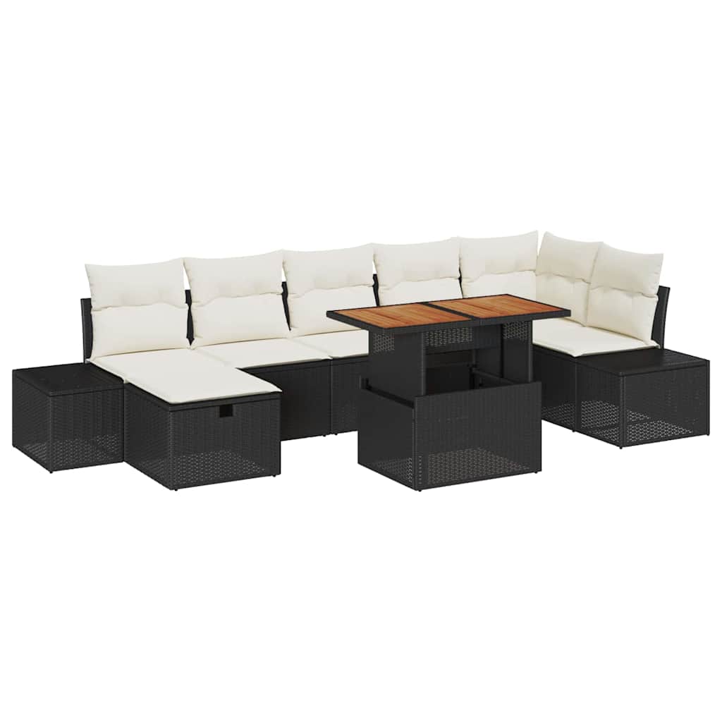 Conjunto de Sofá de Jardim 8 pcs Preto Rattan Sintético