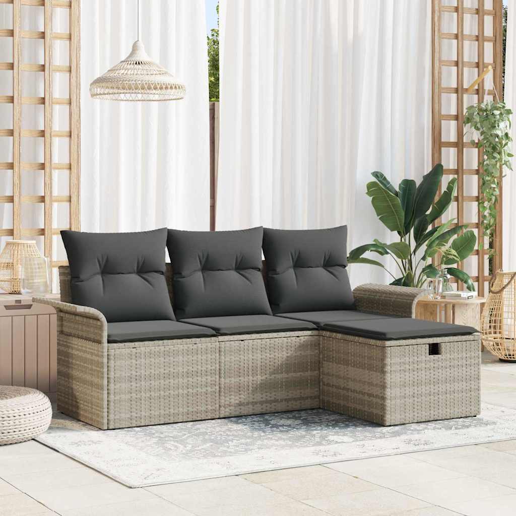 Conjunto de Sofá de Jardim com almofada 4 pcs Rattan Sintético