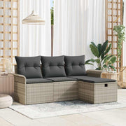 Conjunto de Sofá de Jardim com almofada 4 pcs Rattan Sintético
