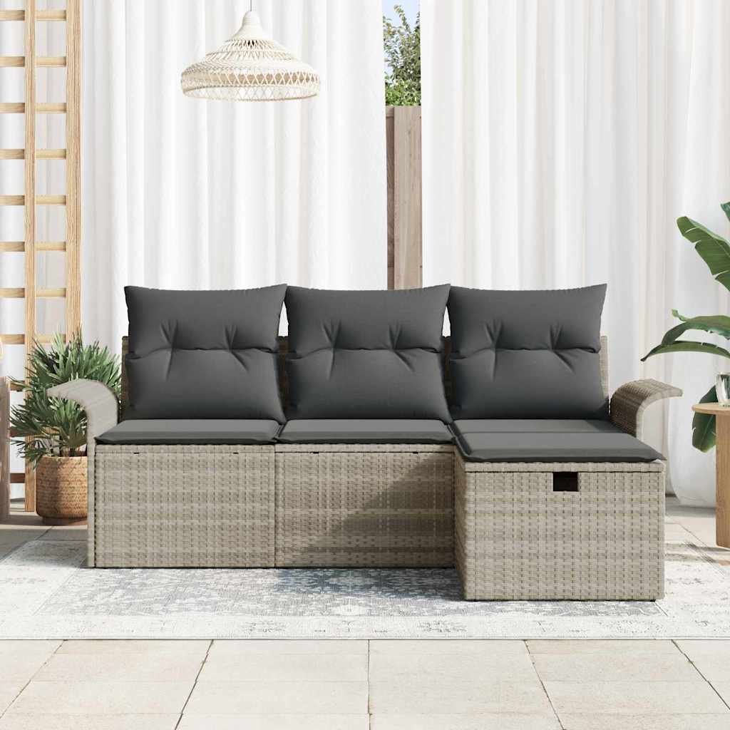 Conjunto de Sofá de Jardim com almofada 4 pcs Rattan Sintético