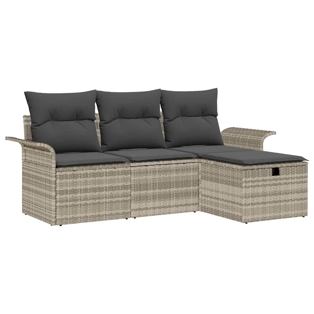 Conjunto de Sofá de Jardim com almofada 4 pcs Rattan Sintético