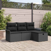 Conjunto de Sofá de Jardim 4 pcs Preto Rattan Sintético