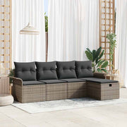 Conjunto de Sofá de Jardim 5 pcs Cinzeto Rattan Sintético