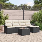 Conjunto de Sofá de Jardim 6 pcs Preto Rattan Sintético