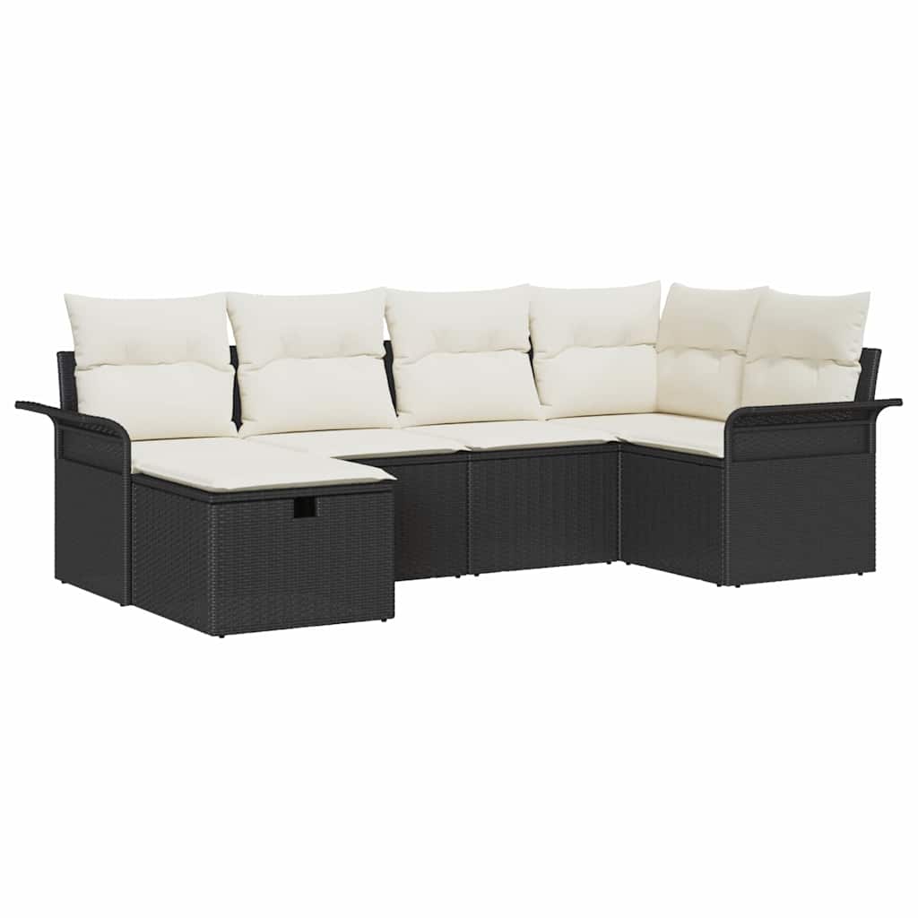 Conjunto de Sofá de Jardim 6 pcs Preto Rattan Sintético