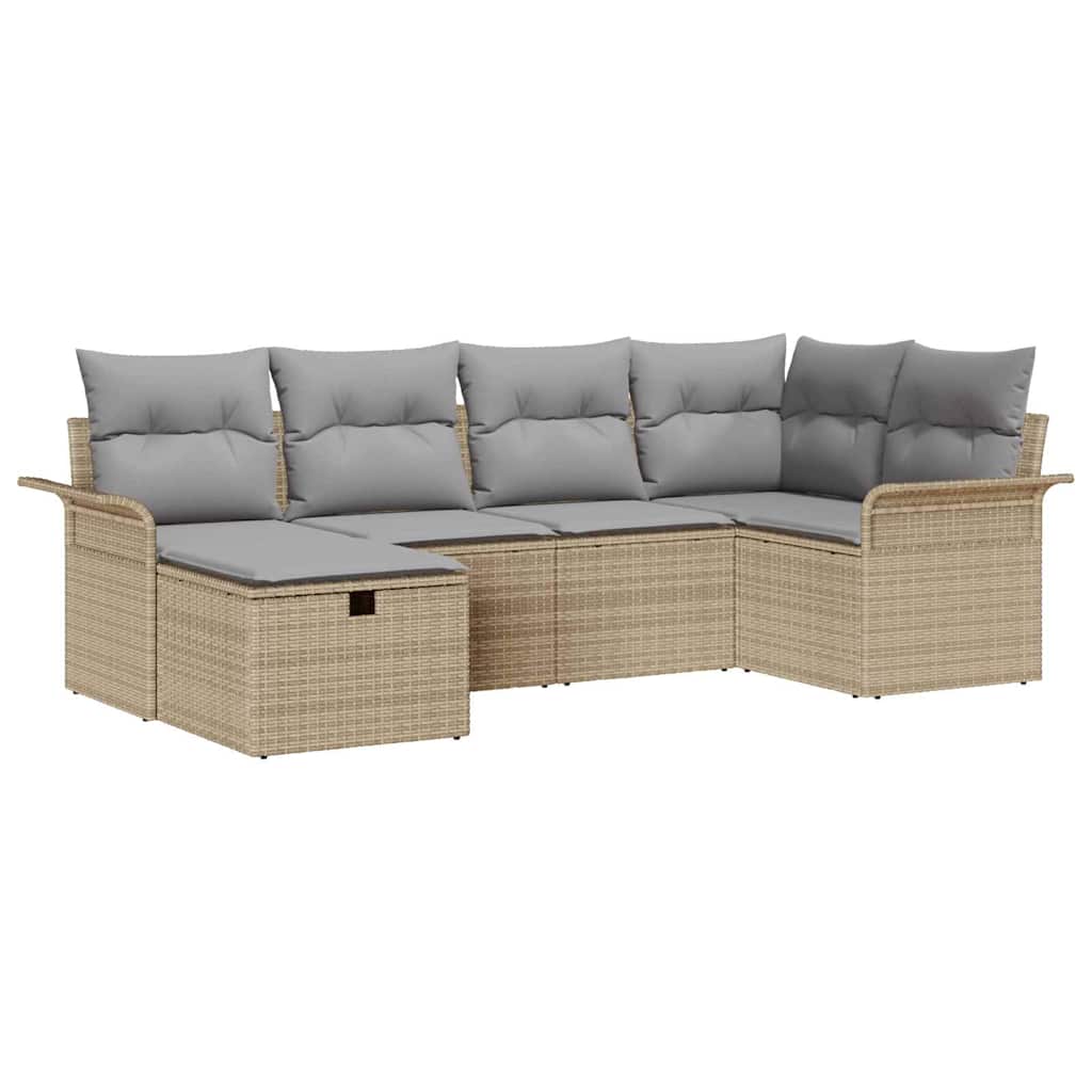 Conjunto de Sofá de Jardim 6 pcs Bege Rattan Sintético