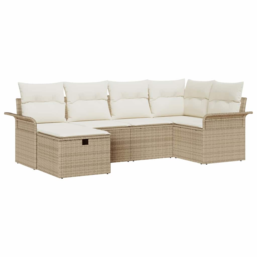 Conjunto de Sofá de Jardim 6 pcs Bege Rattan Sintético