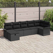 Conjunto de Sofá de Jardim 7 pcs Preto Rattan Sintético