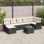 Conjunto de Sofá de Jardim 8 pcs Preto Rattan Sintético
