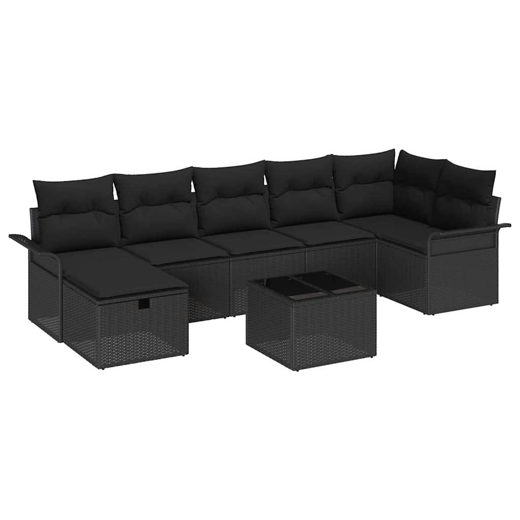 Conjunto de Sofá de Jardim 8 pcs Preto Rattan Sintético