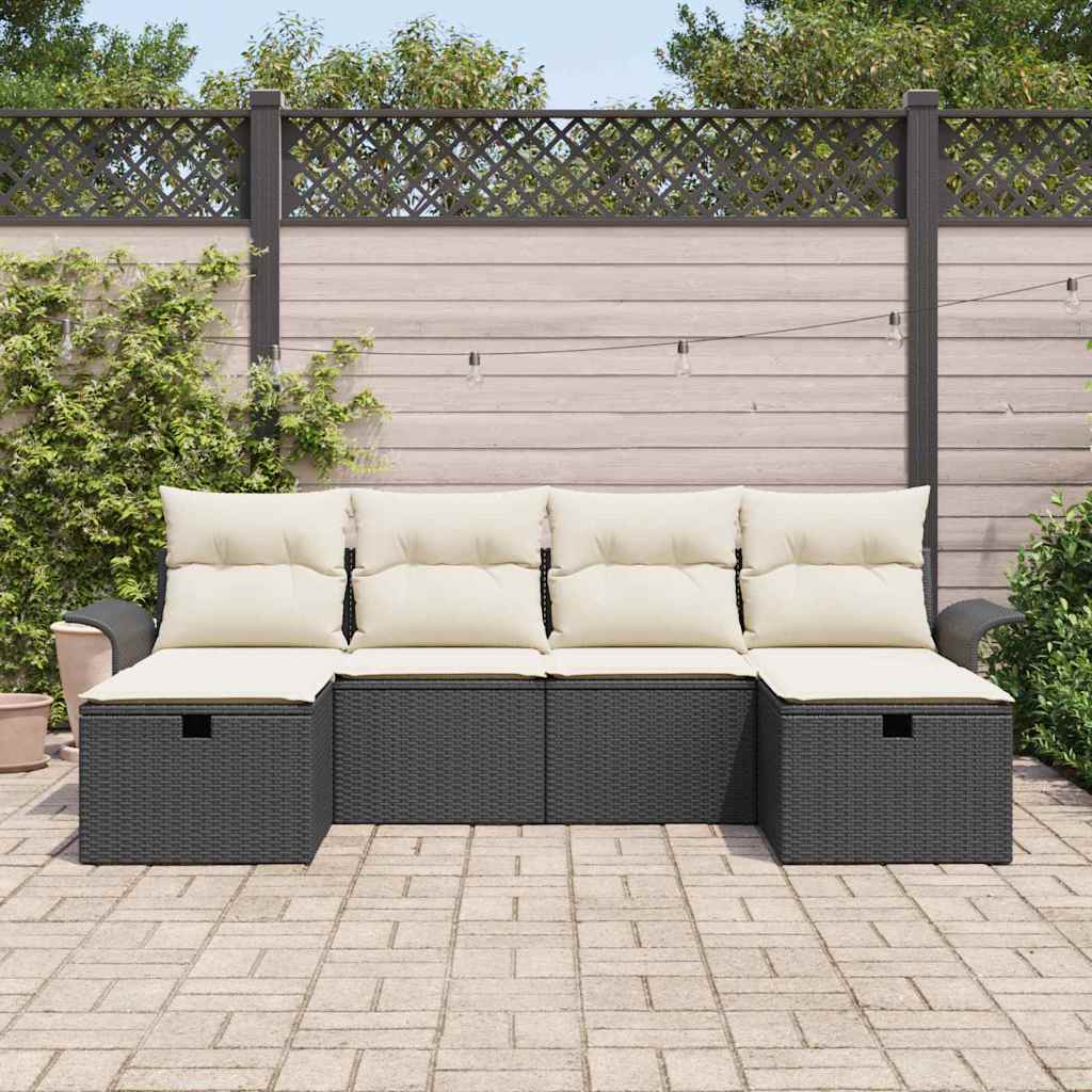 Conjunto de Sofá de Jardim com almofada 6 pcs Rattan Sintético