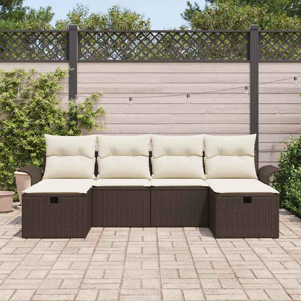 Conjunto de Sofá de Jardim 6 pcs Castanho Rattan Sintético