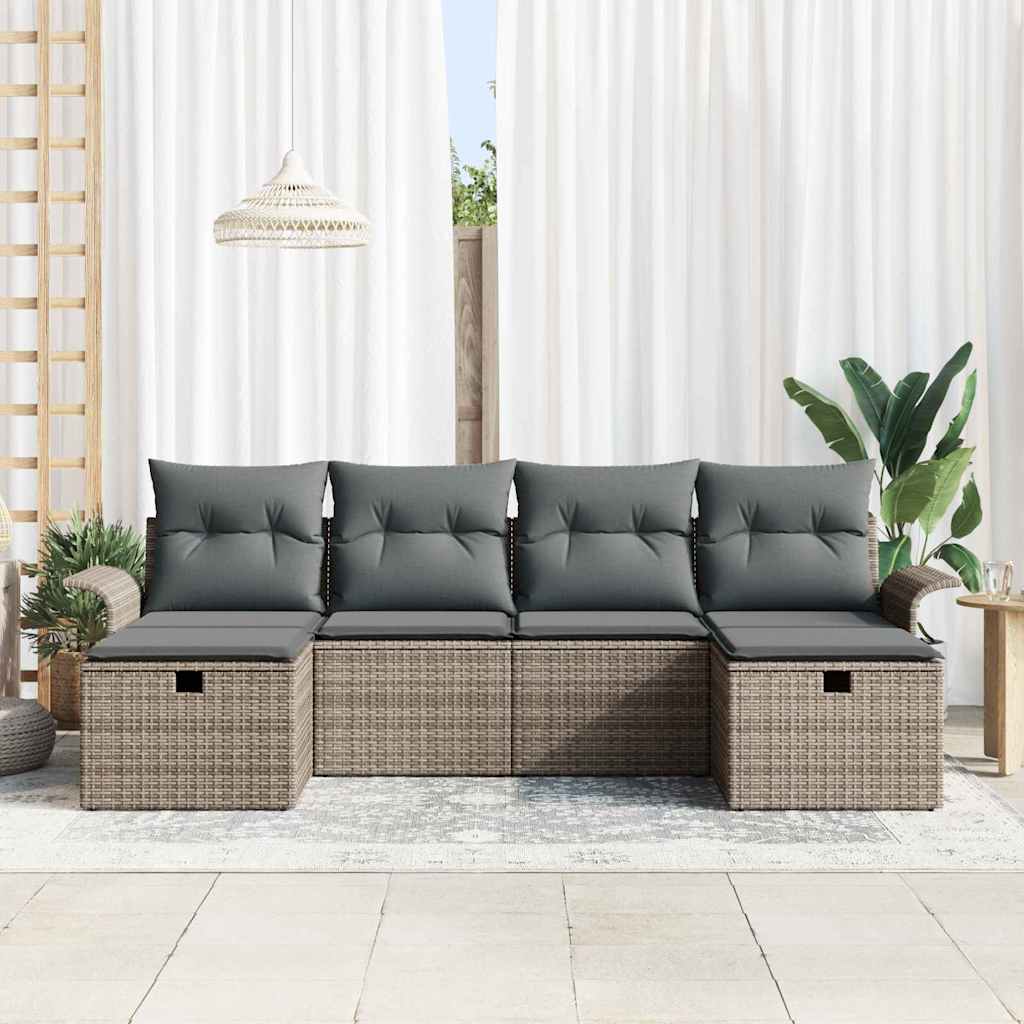 Conjunto de Sofá de Jardim 6 pcs Cinzeto Rattan Sintético