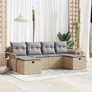 Conjunto de Sofá de Jardim 6 pcs Bege Rattan Sintético