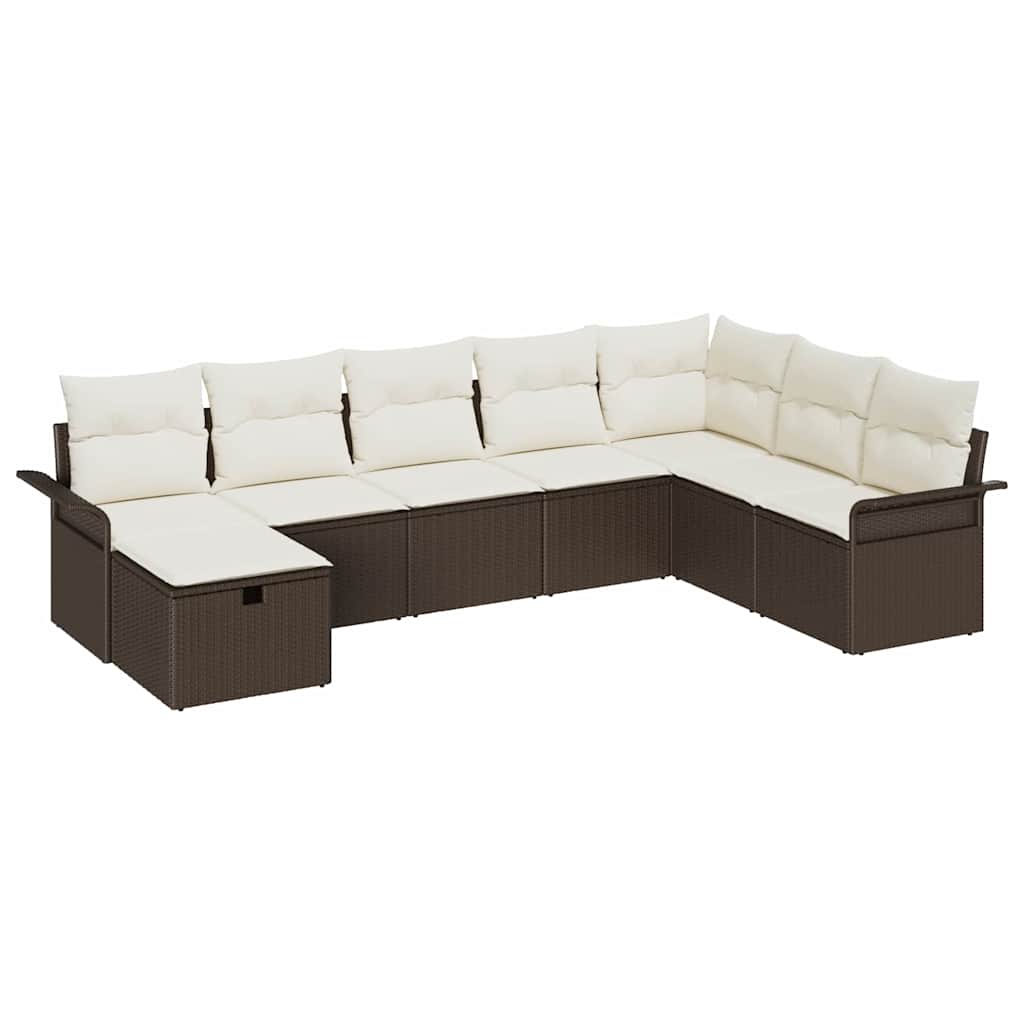 Conjunto de Sofá de Jardim 8 pcs Castanho Rattan Sintético