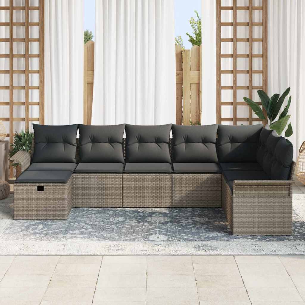 Conjunto de Sofá de Jardim 8 pcs Cinzeto Rattan Sintético