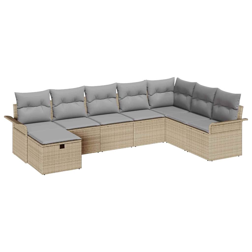 Conjunto de Sofá de Jardim 8 pcs Bege Rattan Sintético