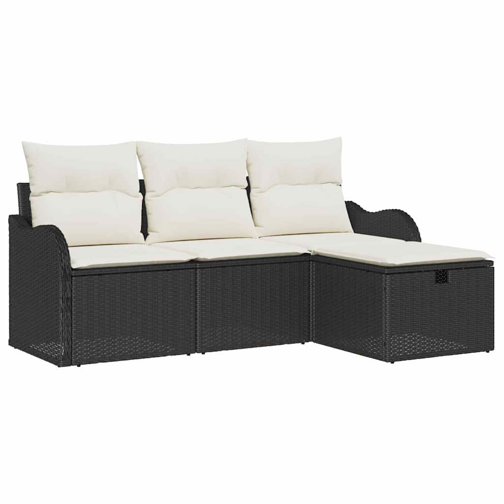 Conjunto de Sofá de Jardim com almofada 4 pcs Rattan Sintético