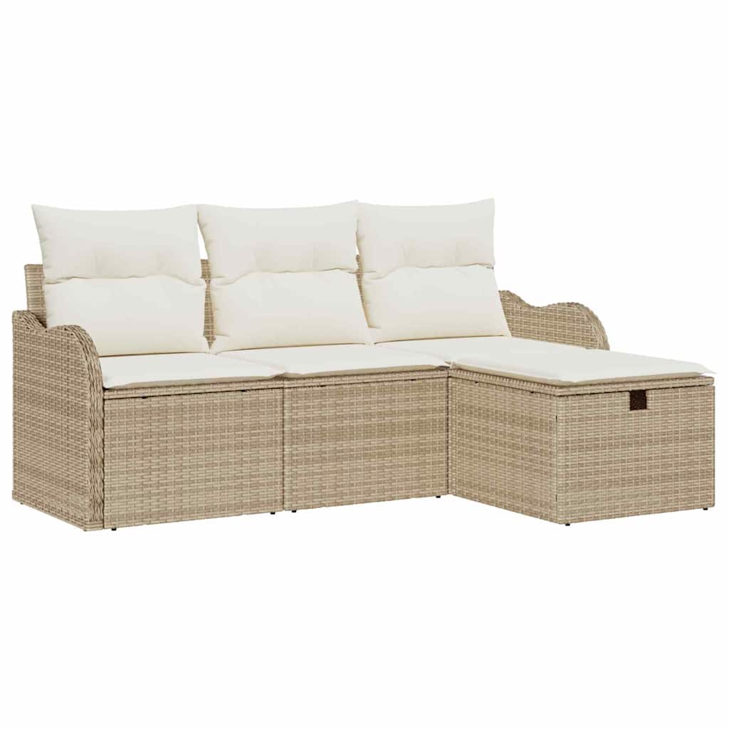 Conjunto de Sofá de Jardim com almofada 4 pcs Rattan Sintético
