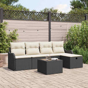 Conjunto de Sofá de Jardim 6 pcs Preto Rattan Sintético