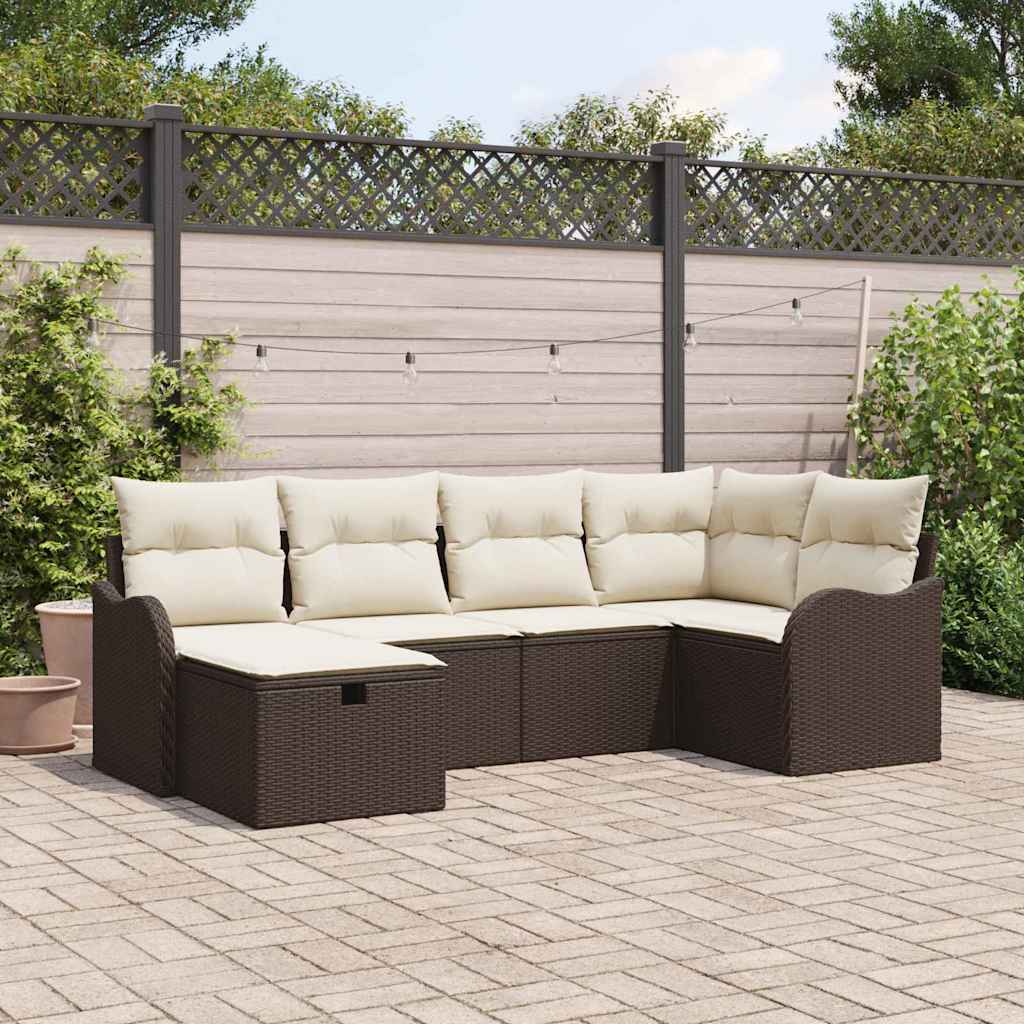 Conjunto de Sofá de Jardim 6 pcs Castanho Rattan Sintético