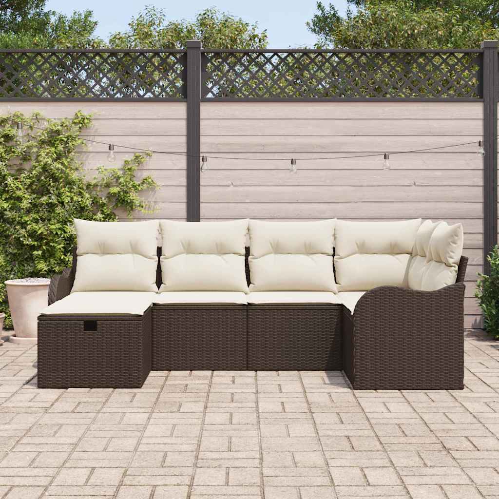 Conjunto de Sofá de Jardim 6 pcs Castanho Rattan Sintético