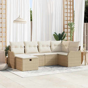 Conjunto de Sofá de Jardim 6 pcs Bege Rattan Sintético