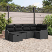 Conjunto de Sofá de Jardim 6 pcs Preto Rattan Sintético