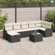 Conjunto de Sofá de Jardim 8 pcs Preto Rattan Sintético