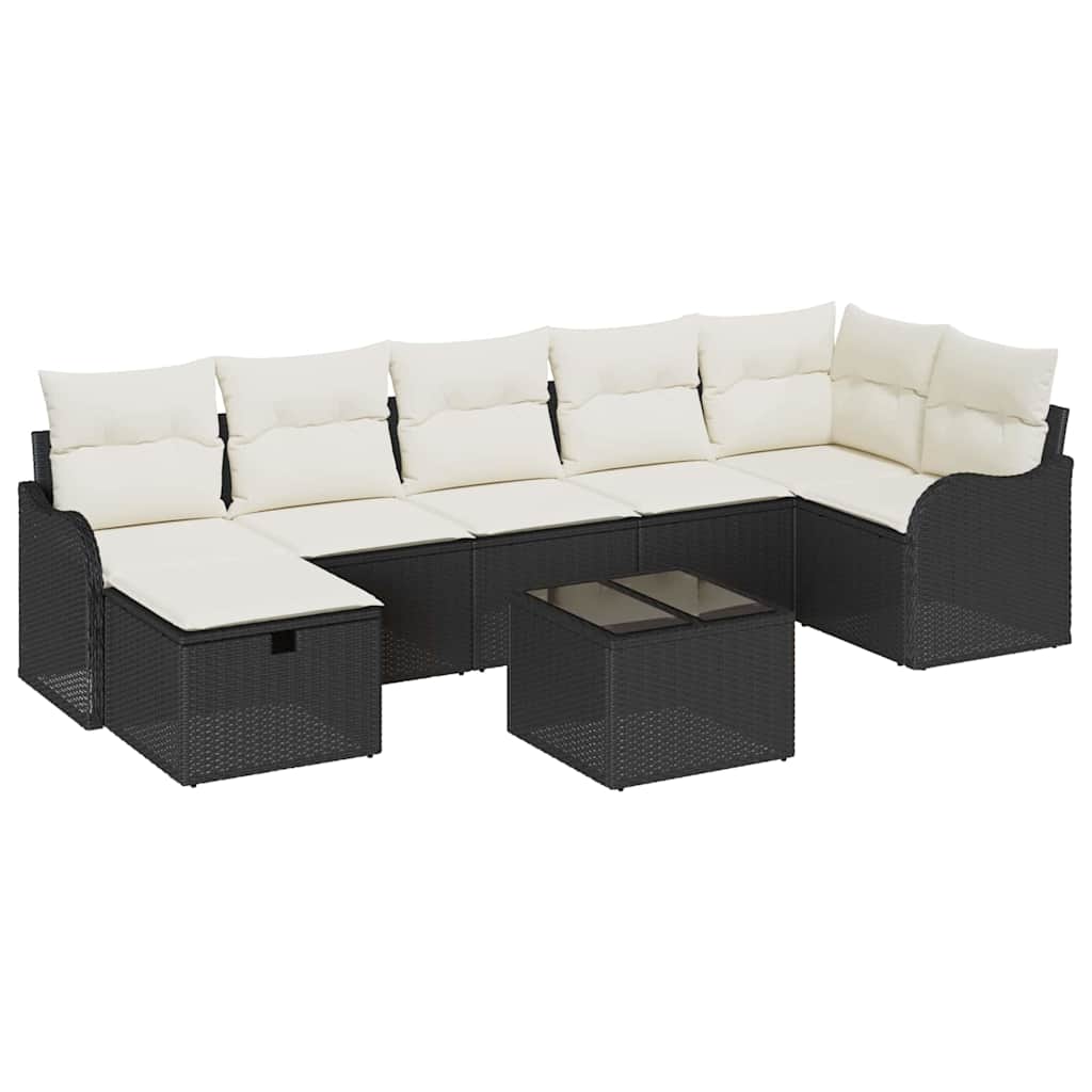 Conjunto de Sofá de Jardim 8 pcs Preto Rattan Sintético