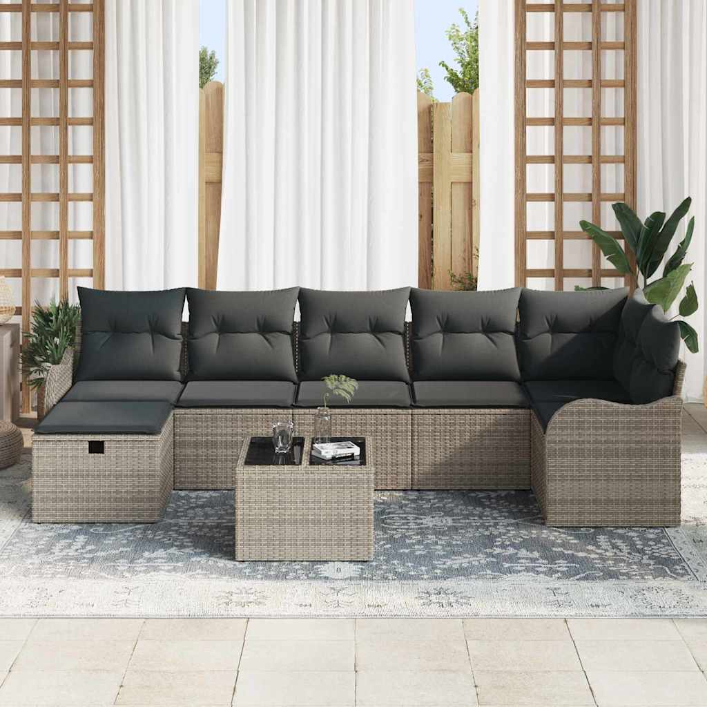 Conjunto de Sofá de Jardim 8 pcs Cinzeto Rattan Sintético